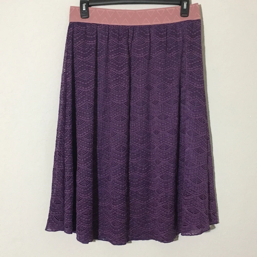 LuLaRoe Lola Purple Lace Aline Skirt Sz XL - Picture 1 of 8